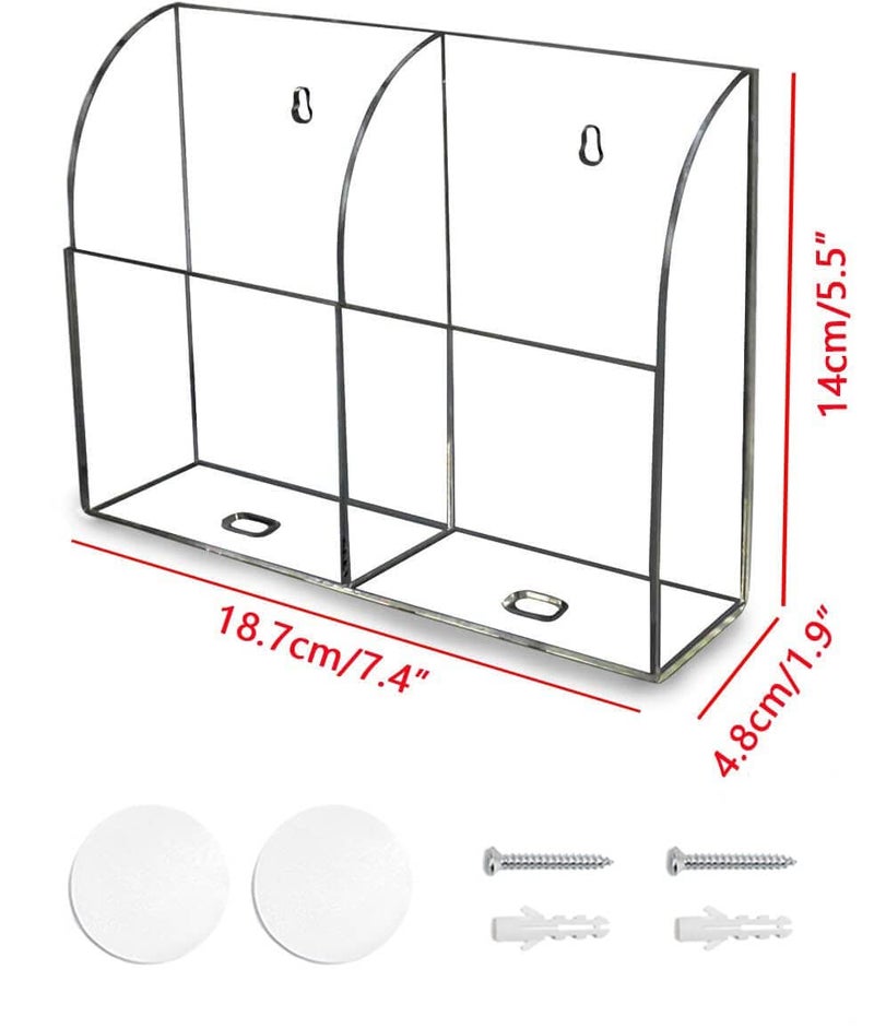 APSOONSELL Clear Acrylic Universal Remote & TV Controller Desktop & Mobile Phone Holder, 2 Compartments - Image 2